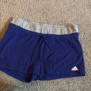 Adidas Blue and Gray Athletic Shorts with Compression Fit